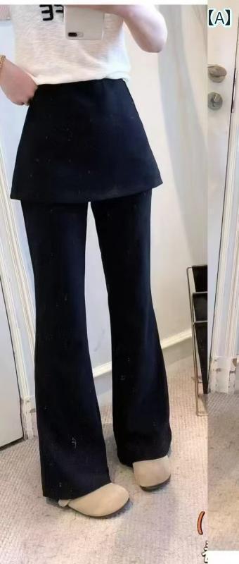 レディース　スカート　かわいい の 立ち スカート パンツ 2025 春 ブラック フェイク ツーピース おなら カーテン スーツ マイクロフレア スリム レディース 4,505円