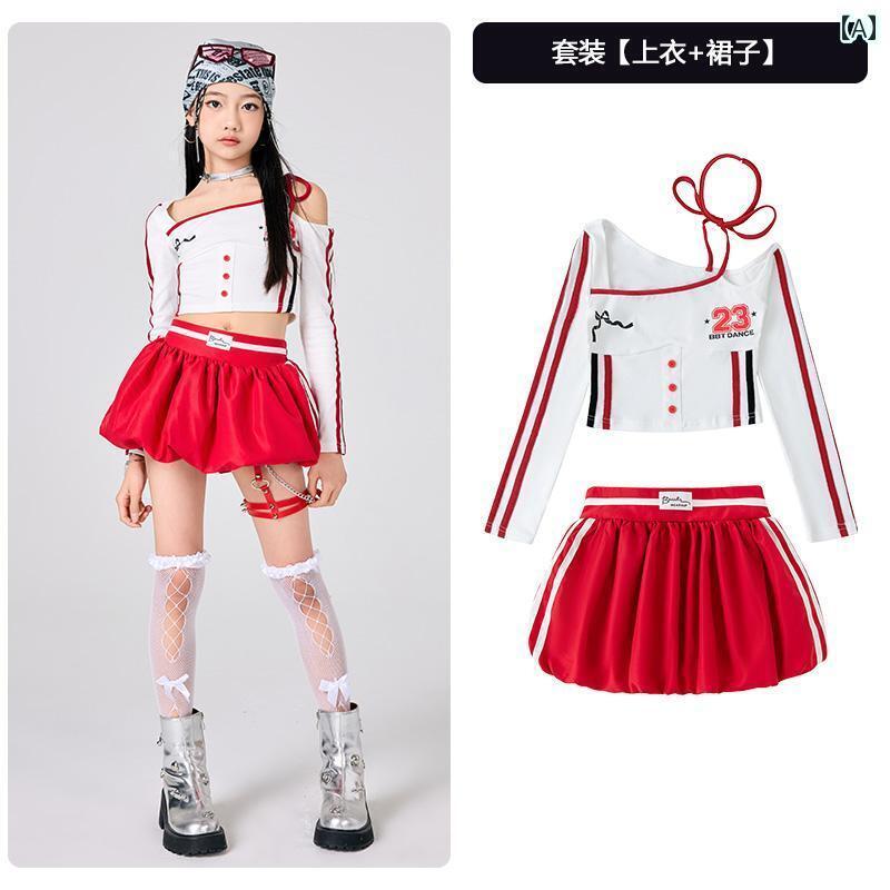 子供服　ダンス　ヒップホップ 子供用 ジャズ ダンス 衣装 女性 グループ スーツ 女の子 ストリート ファッション 服 キャットウォーク パフォーマンス ドラム