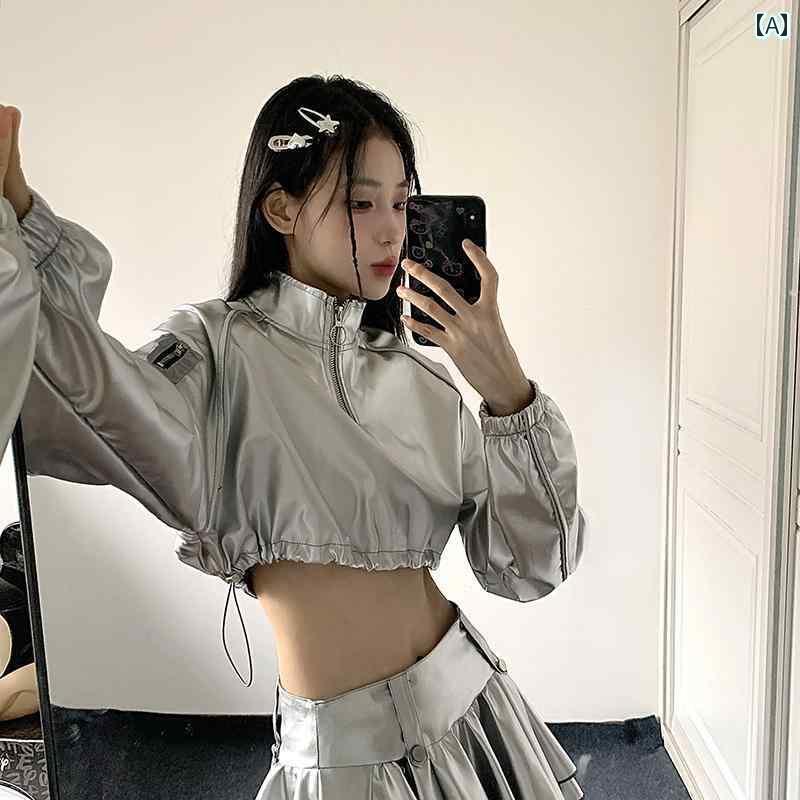 ストリート　子供　ダンス ホット ガール パフォーマンス 服 DS バー ヒップ ホップ ジャズ ダンス シルバー テクノロジー ファッション ストリート スーツ