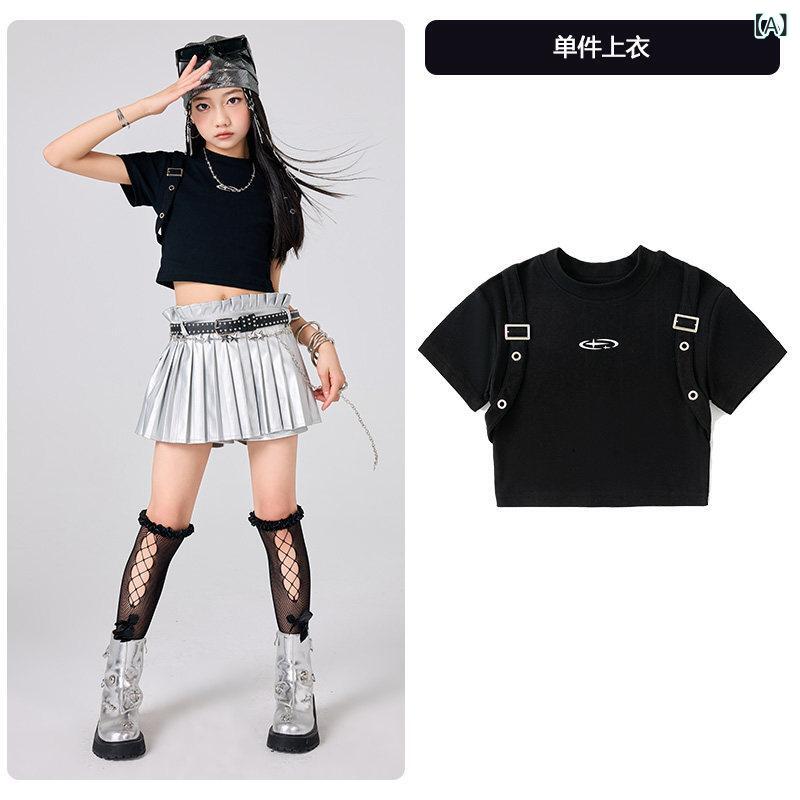 子供服　ダンス　ヒップホップ 子供の 日の 女の子 ジャズ ダンス 衣装 ヒップ ホップ ストリート ファッション 服 夏の ガール グループ キャットウォーク パフォーマンス スーツ