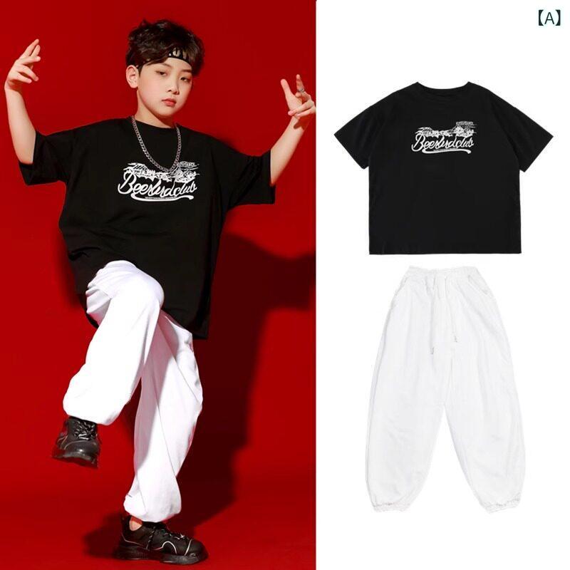 ストリート　子供　ダンス ストリート ダンス ティーンエイジャー ファッション 夏 男の子 コットン ヒップ ホップ パフォーマンス 服 クールガール ジャズ スーツ