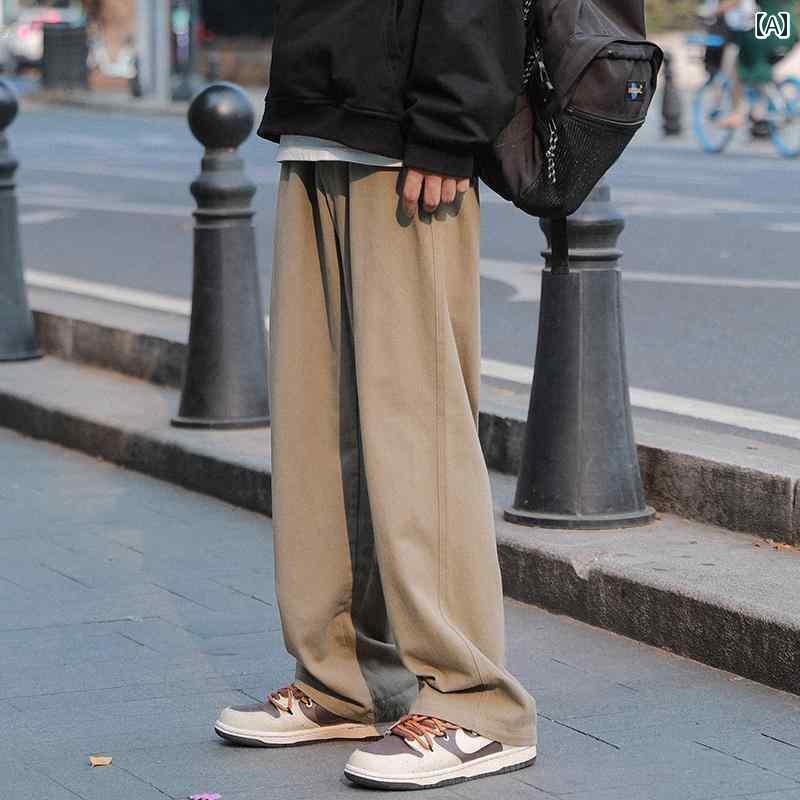 ストレート　ジーンズ　パンツ シティ ボーイ カーキパンツ メンズ 春秋 夏 ゆったり ストレート ワイド レッグ ボーイズ カジュアル パンツ