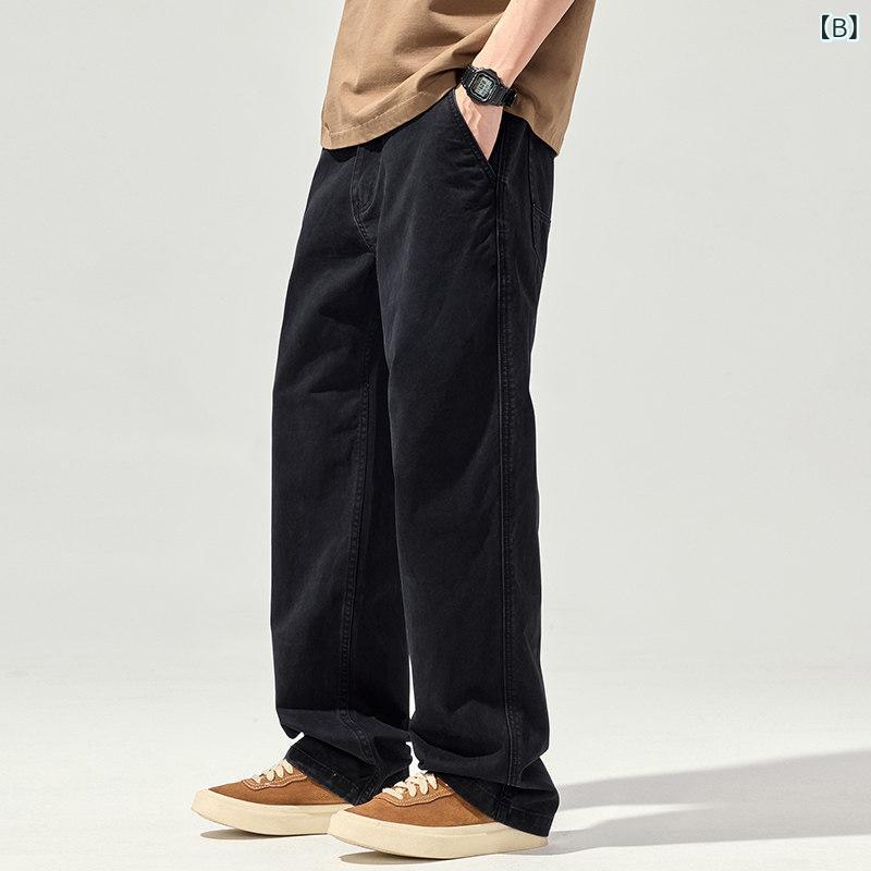 ストレート　ジーンズ　パンツ GLM カーキ カジュアル パンツ メンズ コットン 2025 春 ゆったり ストレート ワイド レッグ 高級 ウォッシュ 加工 メンズパンツ｜SEIYUショップ