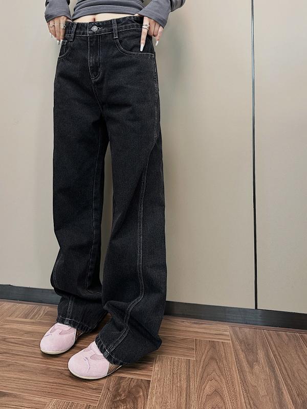 ストレート　ジーンズ　パンツ GTBBK バイヤー ストア 深 セン アメリカン レトロ 万能 ワイド レッグ ストレート カジュアル ジーンズ｜SEIYUショップ 11,351円