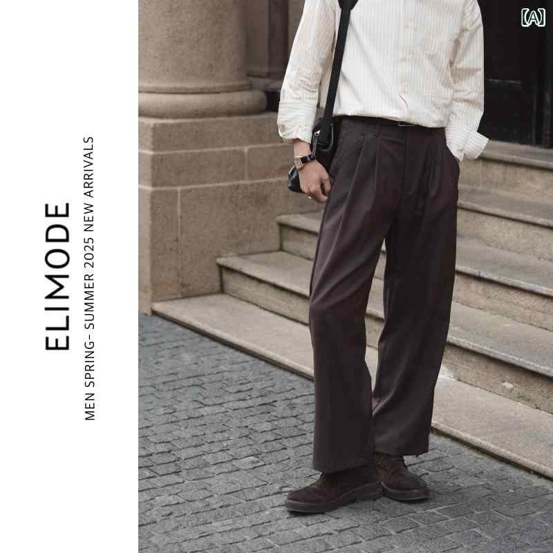 ストレート　ジーンズ　パンツ ELI オーク ナット ヘーゼルナッツ ブラウンチェック 柄 しわに なりにくい ウエスト 春夏 レトロ 通勤 カジュアル ストレート パンツ