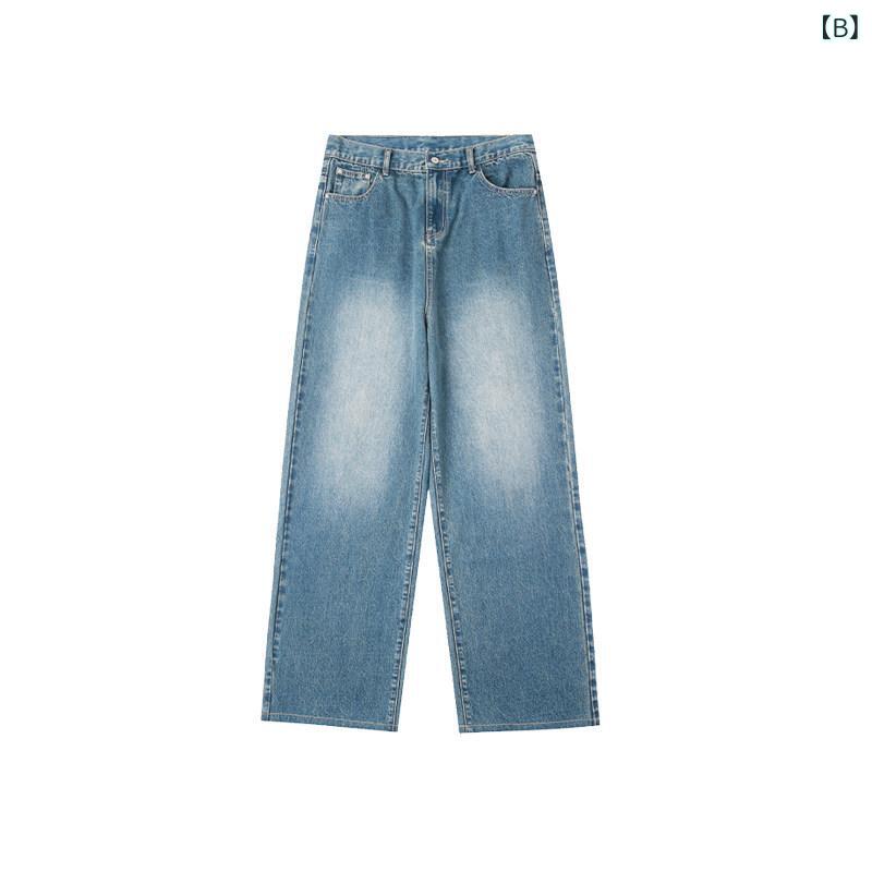 引っ切り無い デニム ズボン下 CountryMoment 23 FW アメリカン レトロ 嚠喨たる 填まる 青色 ウォッシュド 引っ切り無い 広広とした レッグ デニム メンズ