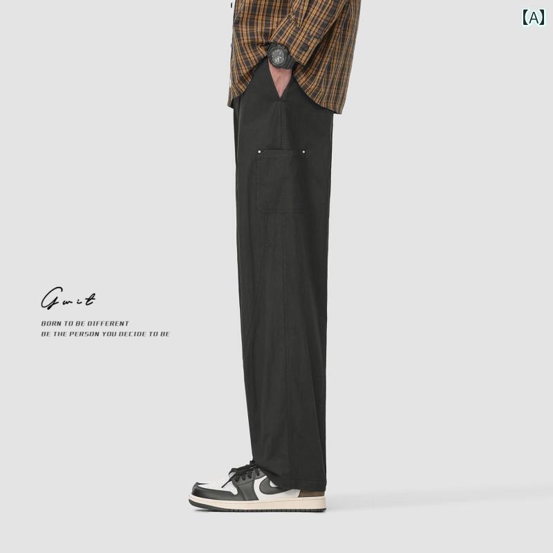 ストレート　ジーンズ　パンツ GWIT 春夏 薄手 通気性 クリーン フィット ワイド レッグ パンツ アメリカン ワークウェア 男性用 ストレート カジュアル