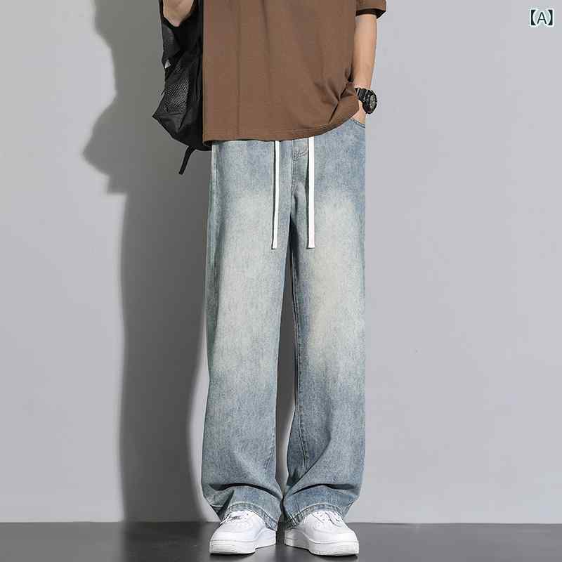 ストレート　ジーンズ　パンツ ジーンズ メンズ アメリカン ストレート パンツ カジュアル ボーイズ レトロ メンズパンツ ブルー 2025新