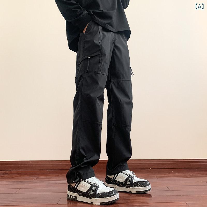 メンズ　ズボン　カジュアルパンツ 男性用 オーバー オール アメリカンの 夏用 薄手 カジュアル パンツ ゆったり ストレート パラシュート スポーツ 機能 アサルト