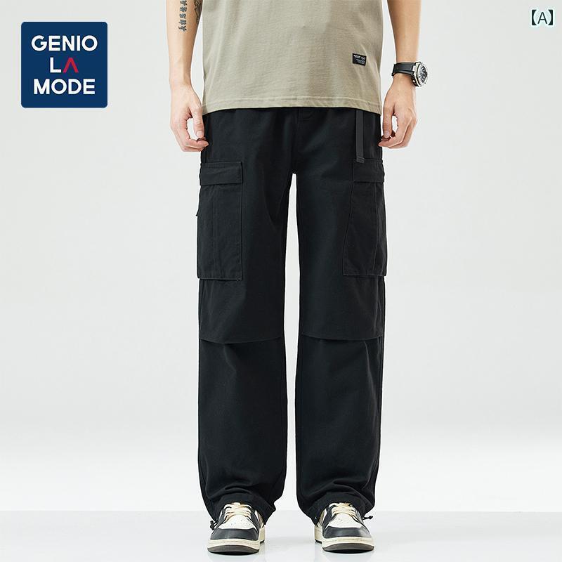 メンズ　ズボン　カジュアルパンツ GENIOLAMODE コットン オーバー オール メンズ 春秋 ゆったり ストレート カジュアル パンツ