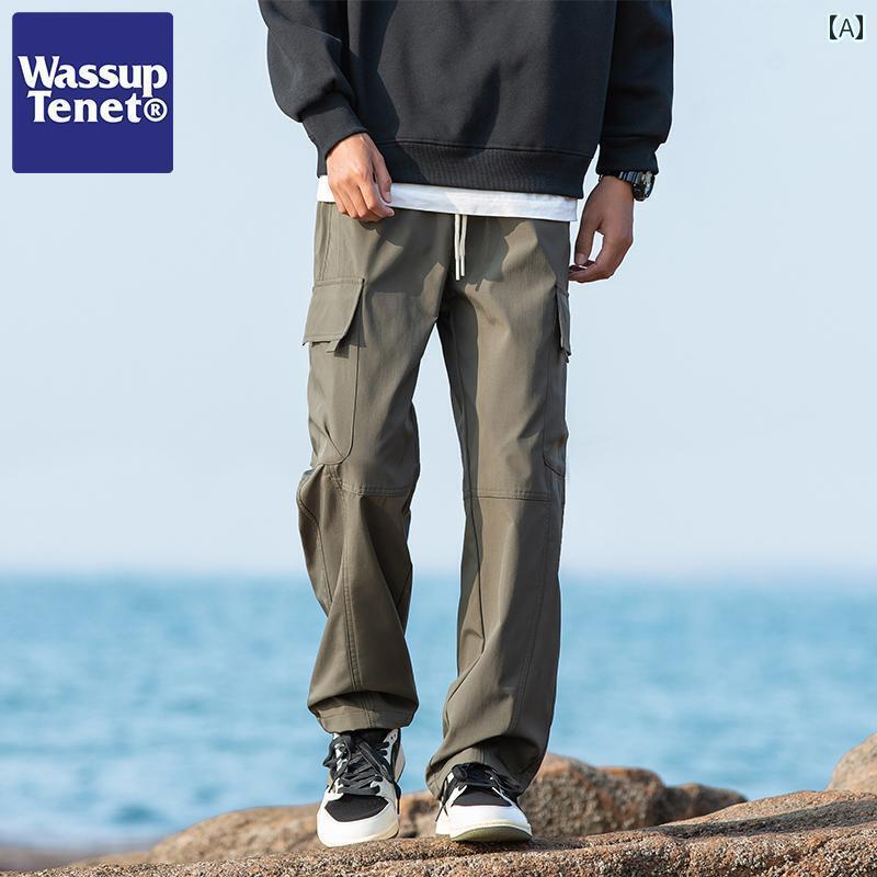 メンズ　ズボン　カジュアルパンツ Wassup テネット ストレート オーバー オール メンズ 春 ゆったり 万能 アメリカン カジュアル パンツ
