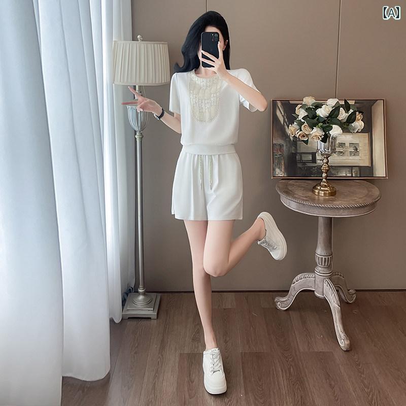 レディース　半袖　ショート ショート パンツ 半袖 スーツ 女性 2025 スタイル ハイエンド ファッション スタイリッシュ 年齢を 減らす レジャー スポーツ ツーピース 夏 6,895円