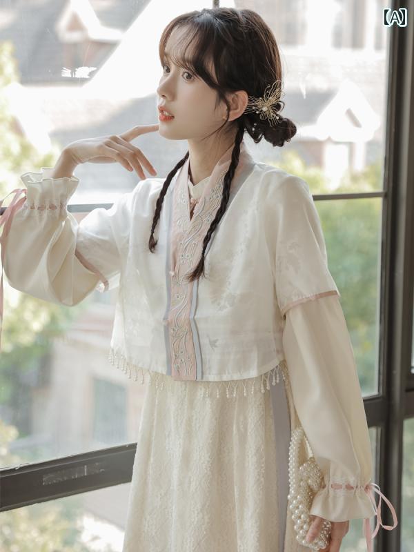 レディース　シャツ　カジュアル 愛 里 ミドル 丈 漢方 復古 ワンピース 漢服 プチ コーデ 2025 春 カレッジ スタイル