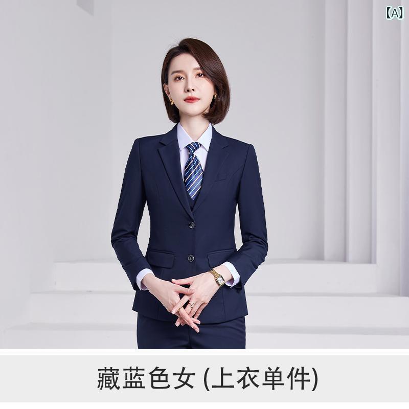 作業服　ワークウェア　ユニセックス 農村 商業 銀行の スーツ メンズ レディースの 専門的な 服装 信用 協同 組合の 作業着 紺色の ジャケット