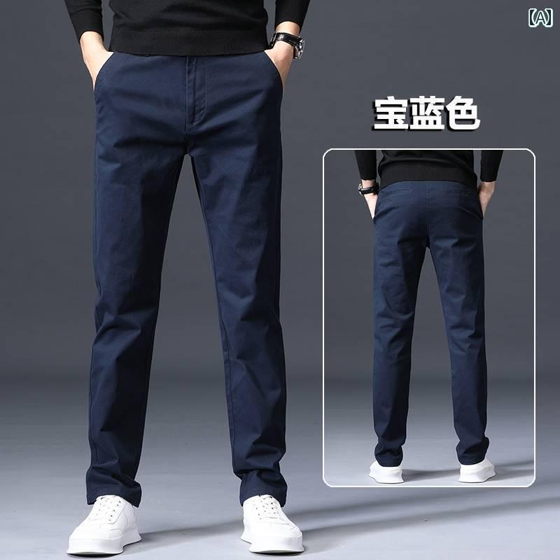 メンズ アジアン ファッション バレーノ カジュアル パンツ メンズ 綿 ゆったり ストレート 春夏 ビジネス メンズパンツ ストレッチ 細身