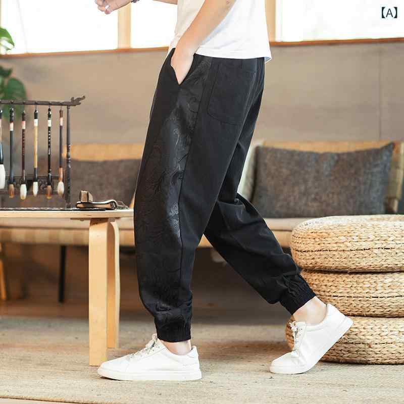 メンズ　アジアン　ファッション 春夏 リネン カジュアル パンツ チャイナ風 メンズパンツ 大きいサイズ メンズ レトロ 綿 リネンの ランタン