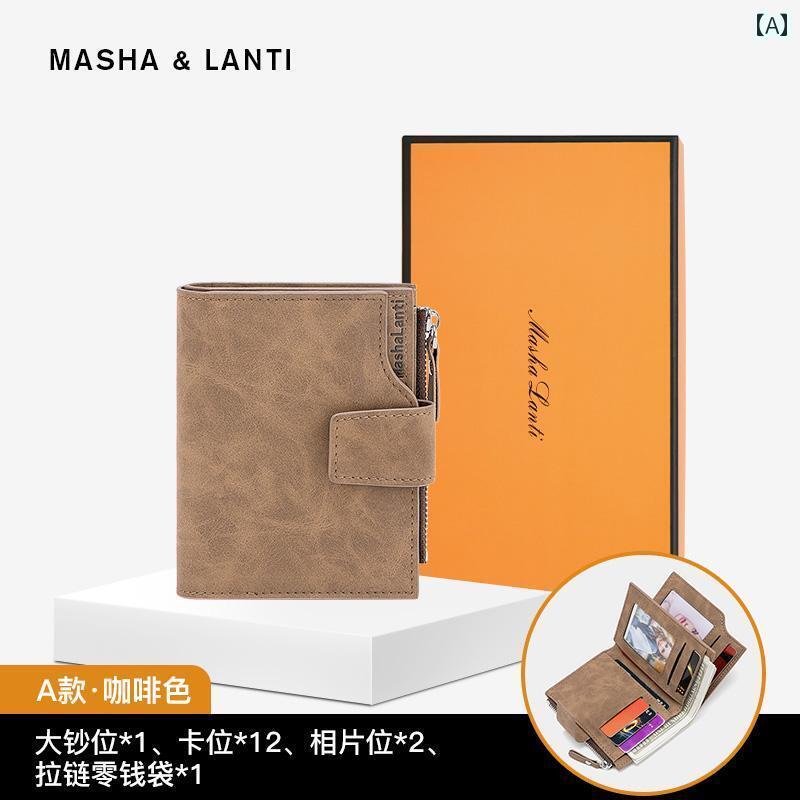 マネー　クリップ　財布 彼氏への 誕生日 プレゼント 財布 メンズ レトロ 多機能 ジッパー小銭入れ ショート 6,962円