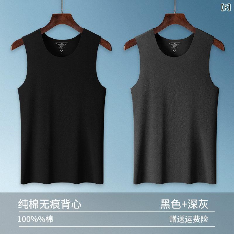 貯蔵タンクいの一番 メンズ 無地 メンズ シームレス より良い 2枚 綿 肌付きお召しもの ハードル ズボン吊り 肌付き 櫂 時節 綿織物 トレーナー