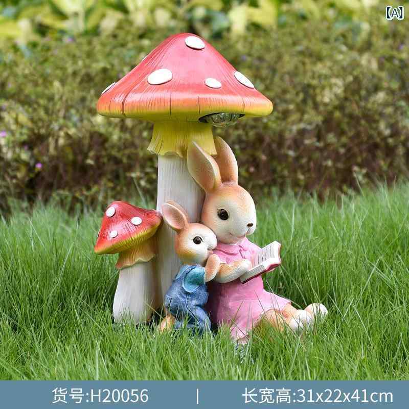 庭　装飾　飾り　 屋外の 庭の 装飾 幼稚園の かわいい キノコの ウサギの 装飾品 中庭の 風景 造園 芝生の レイアウト