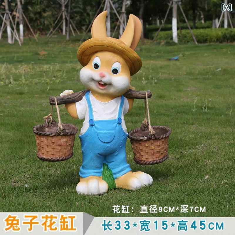 庭　装飾　飾り　 庭の 中庭 樹脂 大型 彫刻 多 肉 植物 装飾 植木鉢 ガーデン ガーデニング ウサギの 装飾品 床 置き