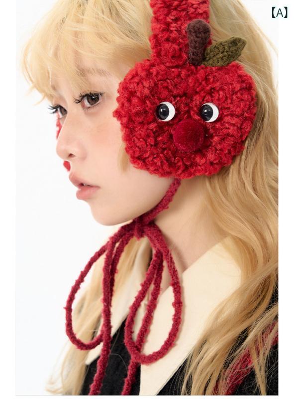 耳あて　防音　おしゃれ Yang Erdameng のの 冬 女性用 Apple イヤーマフ シンプルで かわいい ぬいぐるみ イヤーウォーマー イヤーマフ。