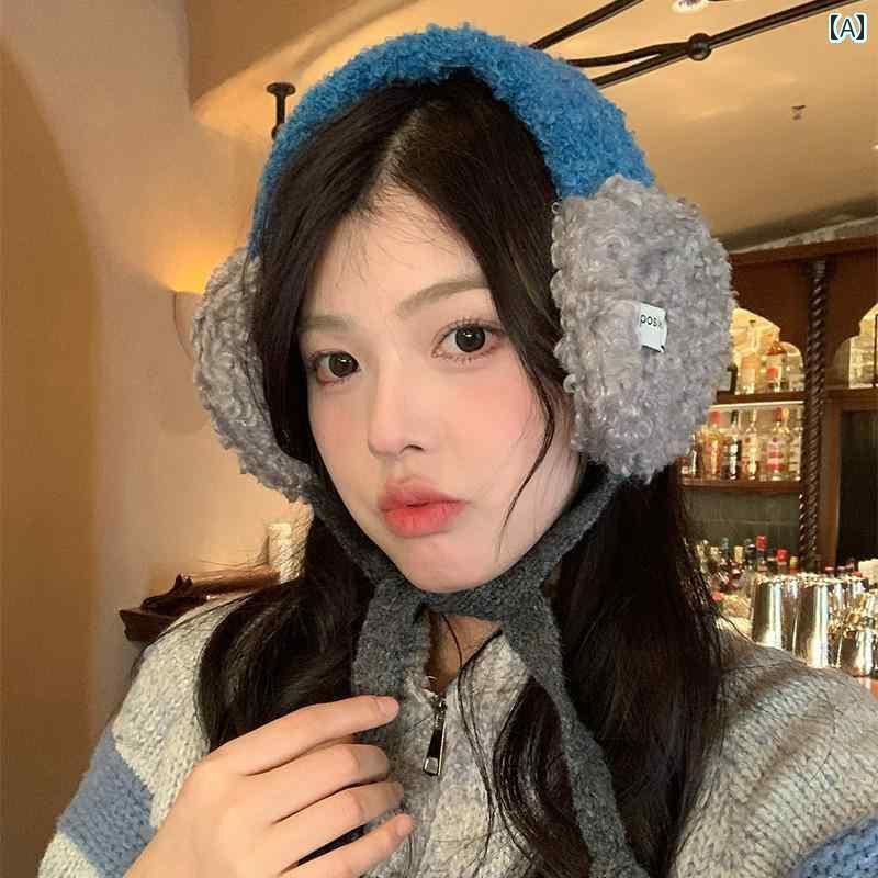 【楽天市場】耳あて イヤーマフ かわいい 韓国 カラーマッチング ラムスキン プラッシュ イヤーマフ 女性用 冬用 暖かい て 防寒