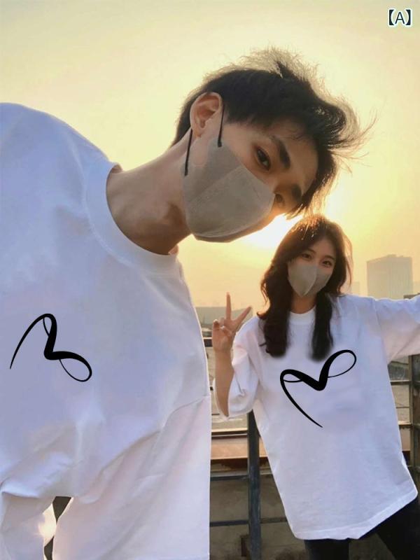カップル　ユニセックス　ウェア ホットで 美しい カップルの 衣装 半袖 2025 夏の Tシャツ 1人の メンズ レディース 半袖の 高級