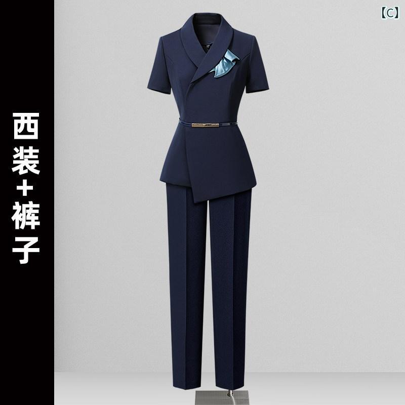 ドレス　ウェイター　作業服 夏用の 薄手 ホテル フロント 受付 作業着 美容院 営業 部 女性用 半袖 プロ スーツ｜SEIYUショップ