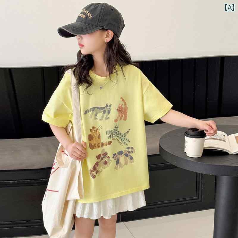 デニム　ワンピース　レディース 女の子 夏 半袖 Tシャツと スカート 2025 デニムパンツ 洋風 スタイル 中型と 大型の 子供用 ツーピース スーツ