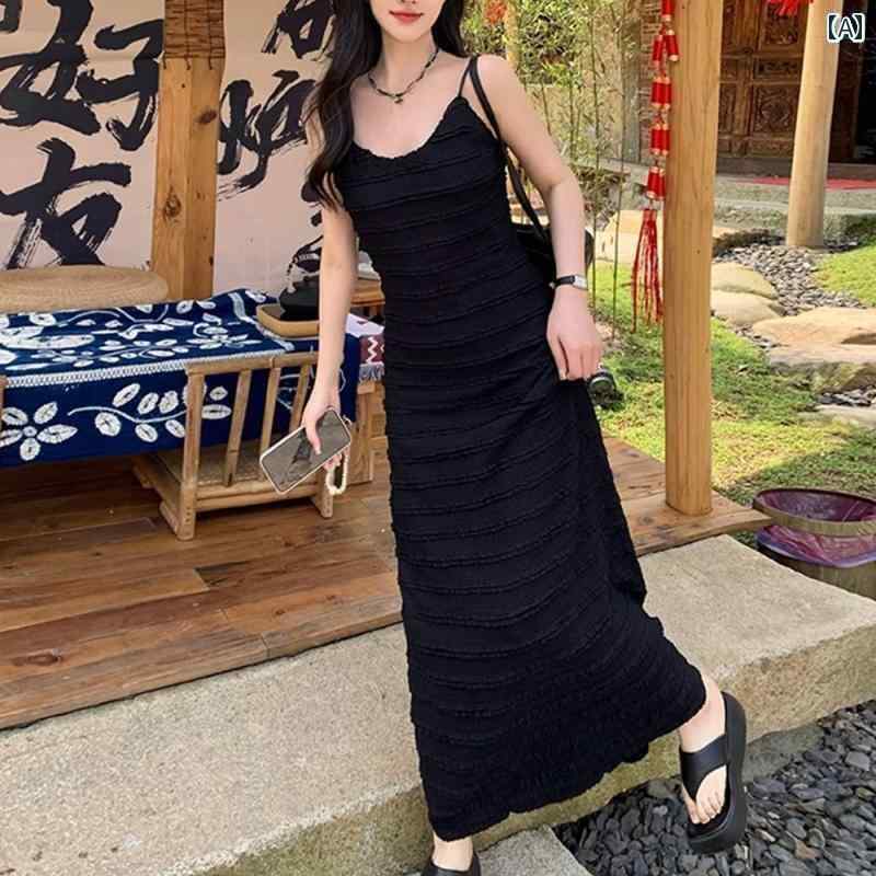 デニム　ドレス　レディース 夏 大きめ サイズ フランス 黒 ロング サスペンダー スカートと デニムジャケット スリミングと 体型カバー スーツ ドレス