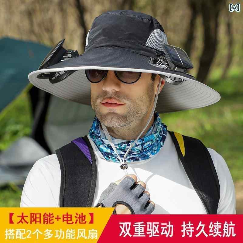 メンズ　帽子　キャップ 男性用 夏用 ソーラー ファン ハット つば 広 紫外線 カット フィッシャーマン 登山 釣り用 サンハット