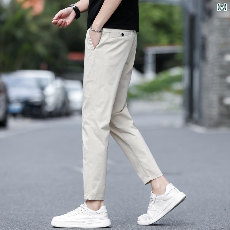 メンズ　ズボン　夏用 2025夏 九分丈 パンツ メンズ スリム 冷感 ストレート 細身 ボーイズ ゆったり カジュアル