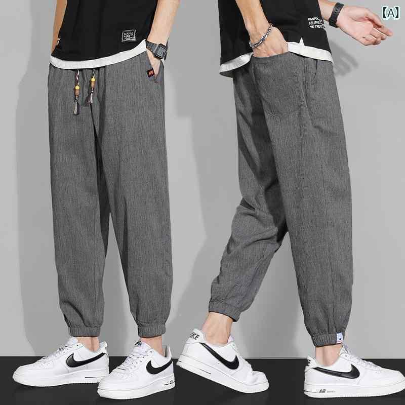 メンズ　ズボン　夏用 Jeanswest リネン 通気性 カジュアル パンツ メンズ 2025 夏 薄手 冷感 30mm 丈 ゆったり スポーツ