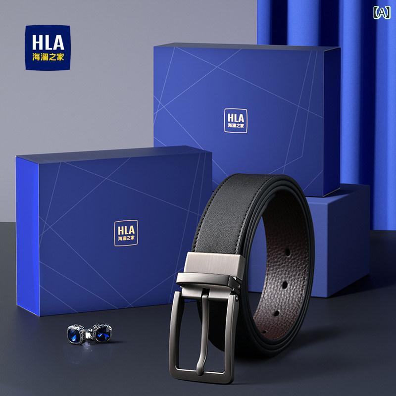 ベルト　レザー　メンズ HLA / Hailan Home ピン バックルベルト 両面 バックル ヘッド 回転 式 メンズ 2024年 牛革 カジュアル パンツ ベルト