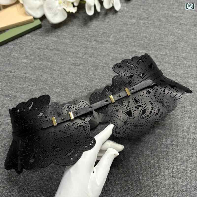 レディース　ベルト　チェーン 彫刻 牛革 ウエスト シール ボヘミアン 革 ワイド ベルト ドレス 幾何学的 装飾