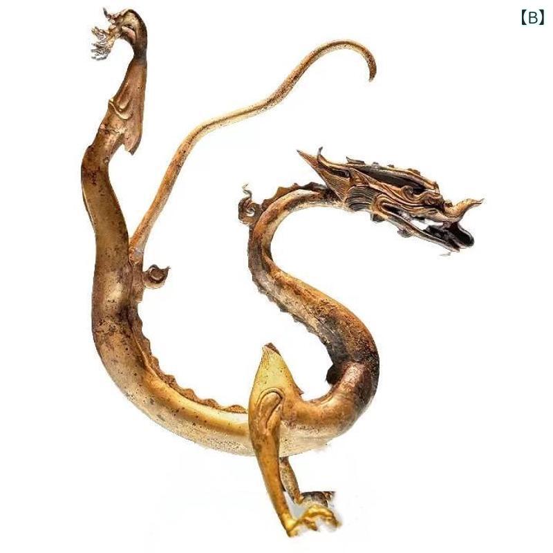 アンティーク　雑貨　DIY アンティーク ドラゴン ブロンズ 鉄 芯 装飾品 歴史 博物 館 金 メッキ 銅 唐代の 歩行