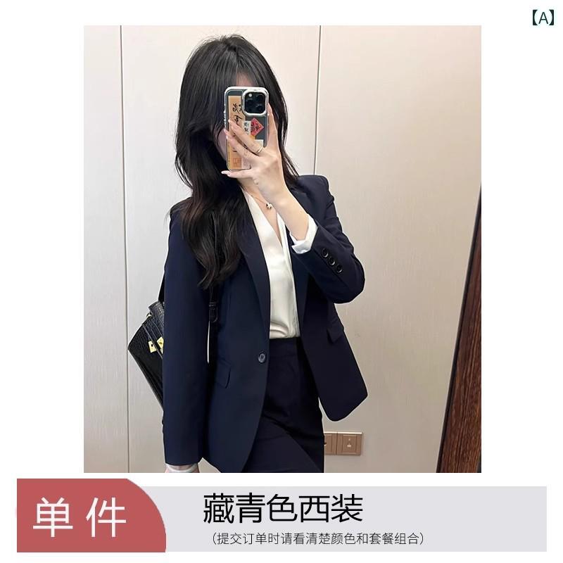 スーツ ジャケット レディース 女性用 ネイビーブルー スーツ、 春と 秋の 気質の 大学生向け プロフェッショナル スーツ、 公開 試験 面接、 マネージャー 作業 服向け フォーマルスーツ 8,596円