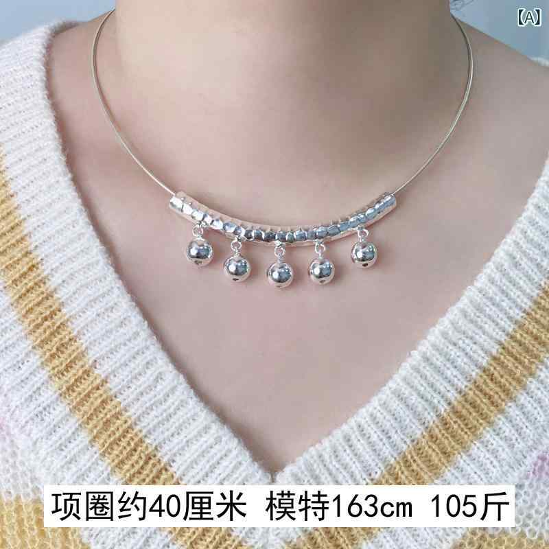 ペンダント ネックレス アクセサリー ナショナル 女性用 カーブ シルバーペンダント ベル 990 スター リング シルバーネックレス レトロ スタイル
