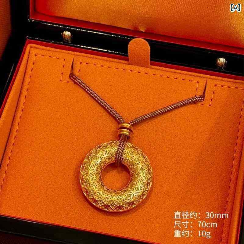 ペンダント ネックレス アクセサリー 古風 店と 同じの 花の シルク レトロ コイン 平和 バックル ペンダント 女性 砂 金銅 ロング セーター チェーン ネックレス