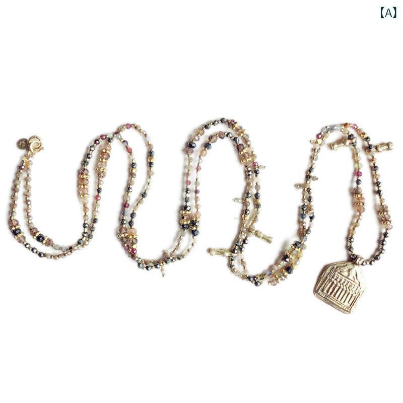 ペンダント ネックレス アクセサリー 無 題 イタリア製 ヴィンテージ ラッキーチャーム ペンダント 石 カラー ビーズ ネックレス 鎖骨 チェーン