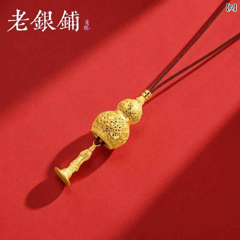 ペンダント ネックレス アクセサリー 呉 越 老 銀 店 メッキ 携帯用 仏像 瓢箪 ペンダント 999 チャイナ 風 伝承 守護 仏 新年の 贈り物