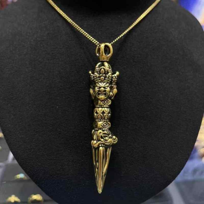 ペンダント ネックレス アクセサリー ゴールド プルバ デーモン ペストル メンズペンダント ナショナル レトロ ブラックゴールド メンズ 999 金 ジュエリー 男の子への ギフト