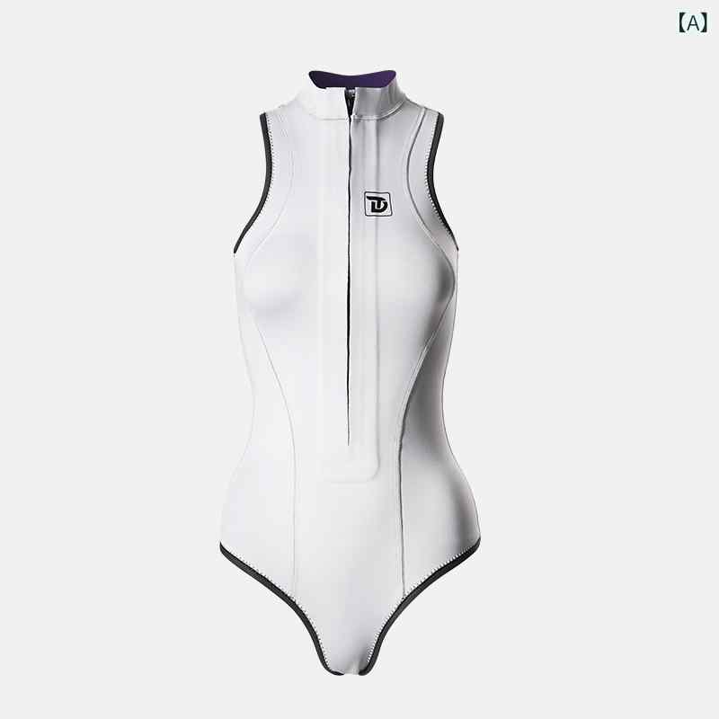 マリンスポーツ スーツ　水着 TRUDIVE 伸縮性 ノースリーブ レディー スウェットスーツ 2 MM フリー ダイビング スーツ スリム 暖かい ワンピース サーフィン クラゲ