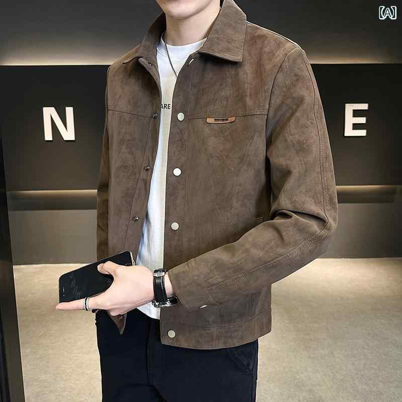 デニムジャケット　メンズ　シャツ 秋冬 男性用 ジャケット 2024 なな の ハイエンド スエード 春秋 トップス メンズジャケット