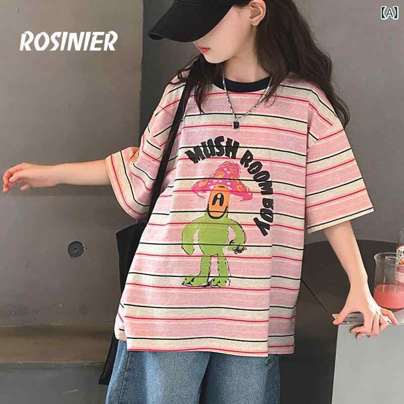 赤ちゃん服 心地よい 愛くるしげ 韓国 ROSINIER 御姉さん 半袖 プルオーバー 夏 2025 赤ちゃん用 縞模様 トップス