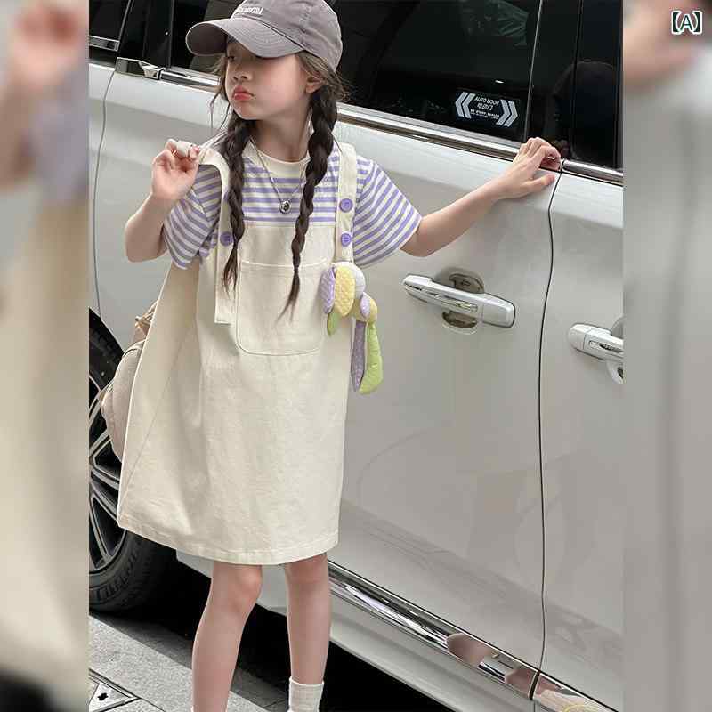 子供服　カジュアル　かわいい 女の子用 オーバー オール スカート 夏 スタイル 子供用 おしゃれ 夏用 コットンスカート 女の子 ビッグ ガール プリンセス ドレス