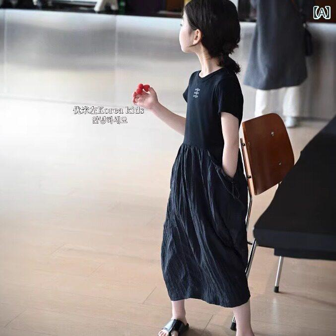 子供服　カジュアル　かわいい 子供服 女の子 ドレス 2025 おしゃれな スカート ベビー 子供用 夏 半袖 ロング 韓国