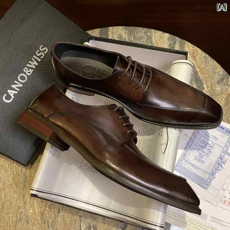 ビジネス 革靴 シューズメンズ CW 春 フォーマル レザーシューズ メンズシューズ ダービー シューズ 英国製 レースアップ 通気性 結婚式 新郎 ビジネス カジュアル ブラウン 厚底