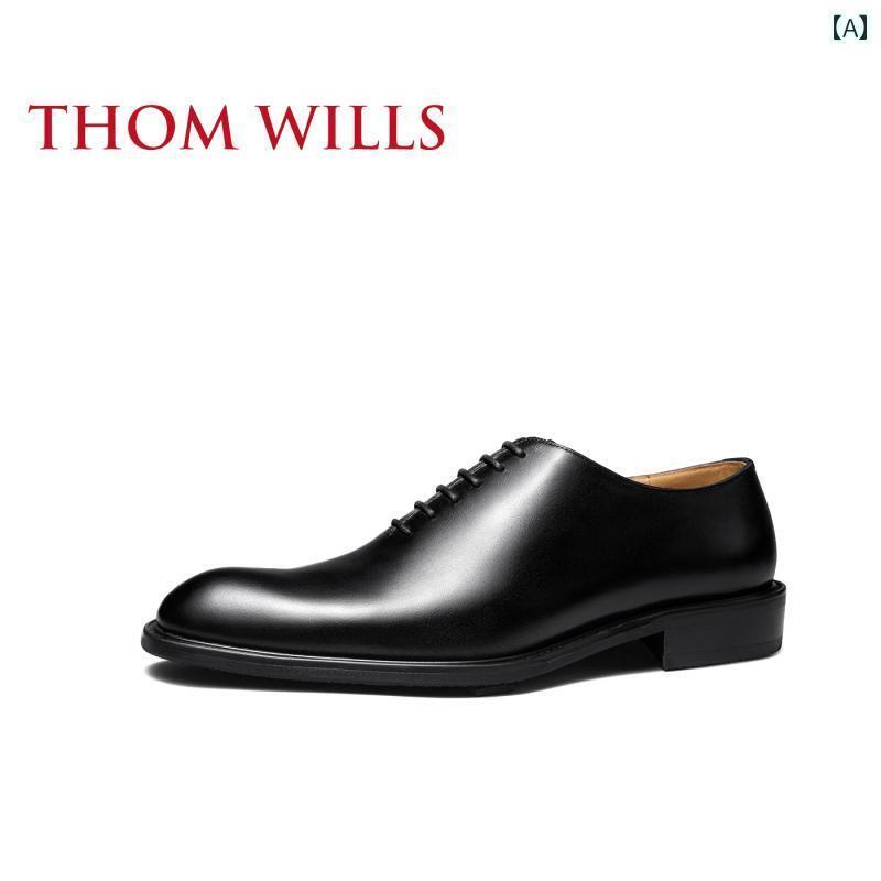 ビジネス 革靴 シューズメンズ ThomWills オックスフォード シューズ メンズ 英国製 ブラック ホール レザー 革靴 ビジネス フォーマルウェア 春夏画像