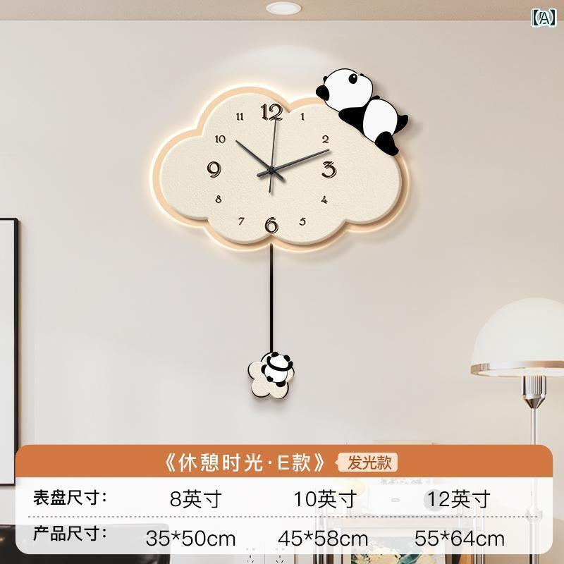 壁掛け 時計 おしゃれ クリーム パンダ クラウド ウォールクロック シンプル リビング ルームの 時計 2025 レストランの 壁掛け パンチ フリー